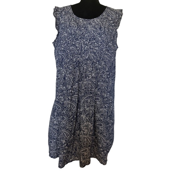 Old Navy Dresses & Skirts - Old Navy Blue with White Paisley Print Dress Size XL